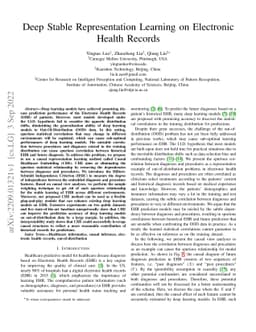 Deep Stable Representation Learning on Electronic Health Records