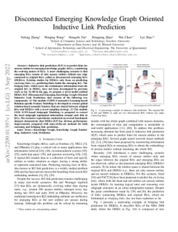 Disconnected Emerging Knowledge Graph Oriented Inductive Link Prediction