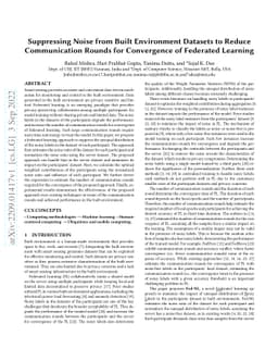 Suppressing Noise from Built Environment Datasets to Reduce
  Communication Rounds for Convergence of Federated Learning