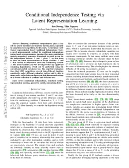 Conditional Independence Testing via Latent Representation Learning