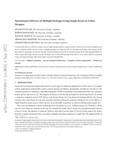 Autonomous Delivery of Multiple Packages Using Single Drone in Urban
  Airspace