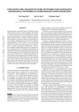 Exploiting Pre-trained Feature Networks for Generative Adversarial
  Networks in Audio-domain Loop Generation