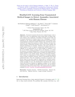 HealthyGAN: Learning from Unannotated Medical Images to Detect Anomalies
  Associated with Human Disease