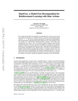 SlateFree: a Model-Free Decomposition for Reinforcement Learning with
  Slate Actions