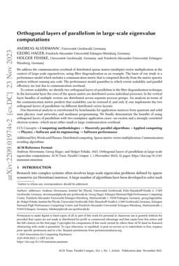 Orthogonal layers of parallelism in large-scale eigenvalue computations