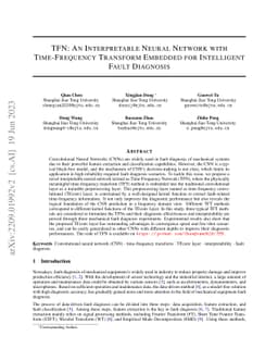 TFN: An Interpretable Neural Network with Time-Frequency Transform
  Embedded for Intelligent Fault Diagnosis