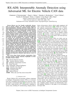 RX-ADS: Interpretable Anomaly Detection using Adversarial ML for
  Electric Vehicle CAN data