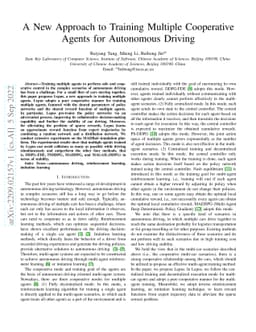 A New Approach to Training Multiple Cooperative Agents for Autonomous
  Driving