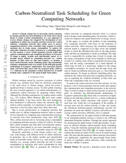 Carbon-Neutralized Task Scheduling for Green Computing Networks