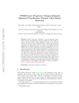 PTSEFormer: Progressive Temporal-Spatial Enhanced TransFormer Towards
  Video Object Detection
