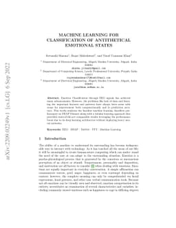 Machine Learning For Classification Of Antithetical Emotional States