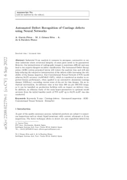 Automated Defect Recognition of Castings defects using Neural Networks