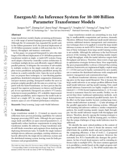 EnergonAI: An Inference System for 10-100 Billion Parameter Transformer
  Models