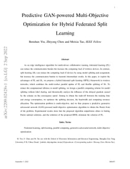 Predictive GAN-powered Multi-Objective Optimization for Hybrid Federated
  Split Learning