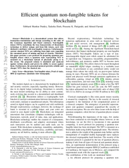 Efficient quantum non-fungible tokens for blockchain