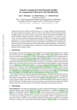 Transfer Learning of Lexical Semantic Families for Argumentative
  Discourse Units Identification