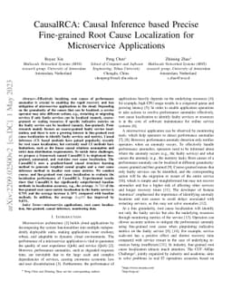 CausalRCA: Causal Inference based Precise Fine-grained Root Cause
  Localization for Microservice Applications