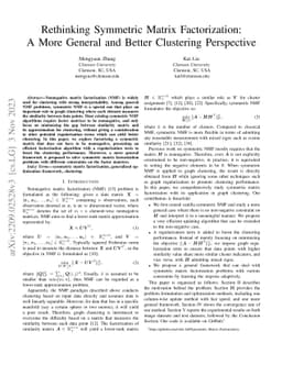 Rethinking Symmetric Matrix Factorization: A More General and Better
  Clustering Perspective