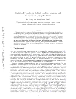 Statistical Foundation Behind Machine Learning and Its Impact on
  Computer Vision