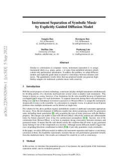 Instrument Separation of Symbolic Music by Explicitly Guided Diffusion
  Model