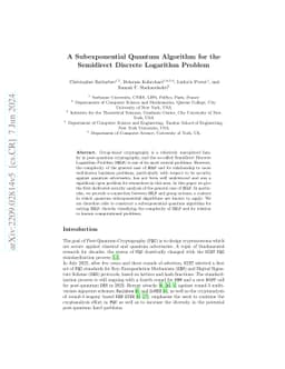 A Subexponential Quantum Algorithm for the Semidirect Discrete Logarithm
  Problem