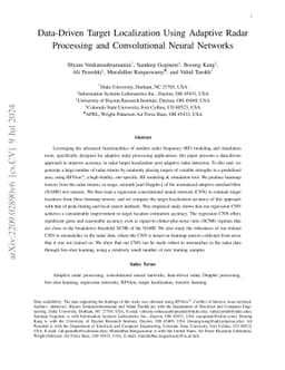 Data-Driven Target Localization Using Adaptive Radar Processing and
  Convolutional Neural Networks