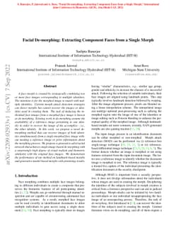 Facial De-morphing: Extracting Component Faces from a Single Morph