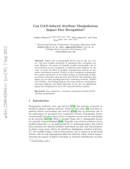 Can GAN-induced Attribute Manipulations Impact Face Recognition?