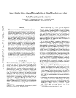 Improving the Cross-Lingual Generalisation in Visual Question Answering