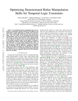 Optimizing Demonstrated Robot Manipulation Skills for Temporal Logic
  Constraints