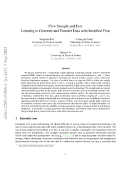 Flow Straight and Fast: Learning to Generate and Transfer Data with
  Rectified Flow