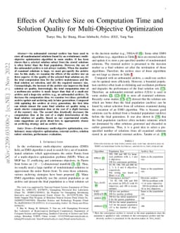 Effects of Archive Size on Computation Time and Solution Quality for
  Multi-Objective Optimization