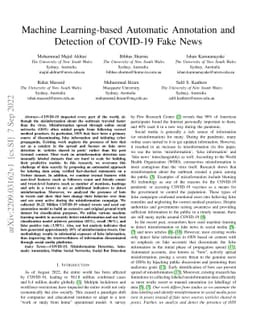 Machine Learning-based Automatic Annotation and Detection of COVID-19
  Fake News