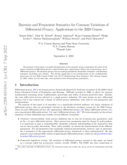 Bayesian and Frequentist Semantics for Common Variations of Differential
  Privacy: Applications to the 2020 Census