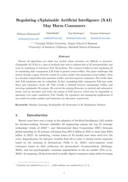 Regulating eXplainable Artificial Intelligence (XAI) May Harm Consumers