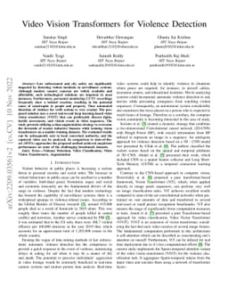 Video Vision Transformers for Violence Detection
