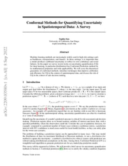 Conformal Methods for Quantifying Uncertainty in Spatiotemporal Data: A
  Survey