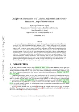 Adaptive Combination of a Genetic Algorithm and Novelty Search for Deep
  Neuroevolution