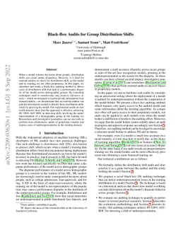 Black-Box Audits for Group Distribution Shifts