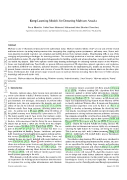 Deep Learning Models for Detecting Malware Attacks