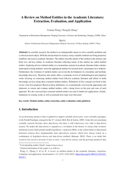 A Review on Method Entities in the Academic Literature: Extraction,
  Evaluation, and Application