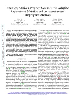 Knowledge-Driven Program Synthesis via Adaptive Replacement Mutation and
  Auto-constructed Subprogram Archives
