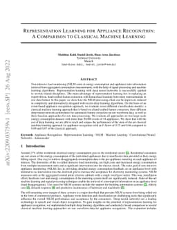 Representation Learning for Appliance Recognition: A Comparison to
  Classical Machine Learning