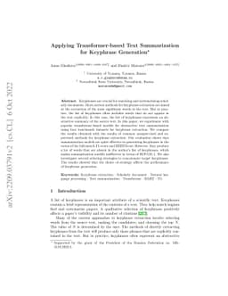 Applying Transformer-based Text Summarization for Keyphrase Generation