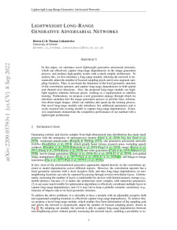 Lightweight Long-Range Generative Adversarial Networks