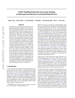 FADE: Enabling Federated Adversarial Training on Heterogeneous
  Resource-Constrained Edge Devices