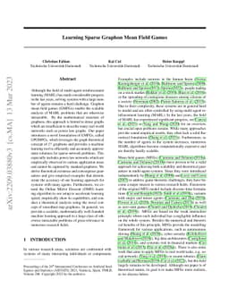 Learning Sparse Graphon Mean Field Games
