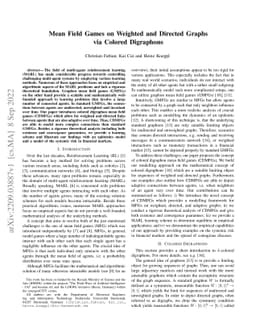 Mean Field Games on Weighted and Directed Graphs via Colored Digraphons