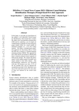 IDIAPers @ Causal News Corpus 2022: Efficient Causal Relation
  Identification Through a Prompt-based Few-shot Approach