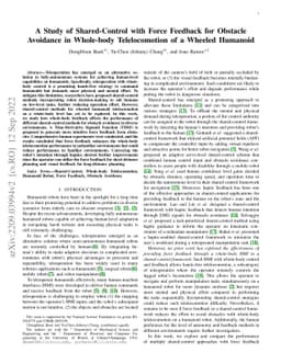 A Study of Shared-Control with Force Feedback for Obstacle Avoidance in
  Whole-body Telelocomotion of a Wheeled Humanoid